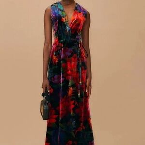 FARM Rio Black Flower Season Maxi Wrap Dress